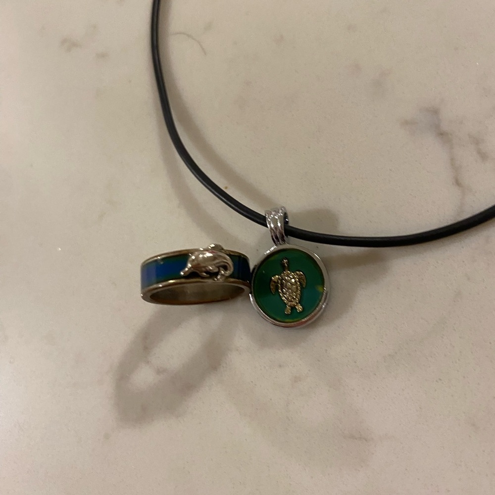 90s Mood Ring / Mood Necklace Duo - Yes they still work!!